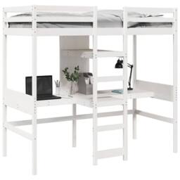 Berkfield Home Loft Bed Frame without Mattress White 80x200cm Solid Wood Pine - Size: 80x200 cm - thumbnail 4