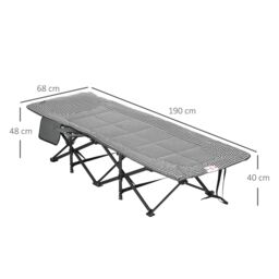 OUTSUNNY Camping Bed w/ Carry Bag, Magazine Bag & Cup Holder in Black - thumbnail 3