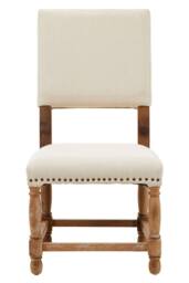 Orsina Modern Oak Burn Whitewash Linen Dining Chair, Sturdy Modern Dining Chair For Kitchen, Rustic Modern Chair in White - thumbnail 6