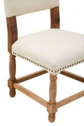 Orsina Modern Oak Burn Whitewash Linen Dining Chair, Sturdy Modern Dining Chair For Kitchen, Rustic Modern Chair in White - thumbnail 5