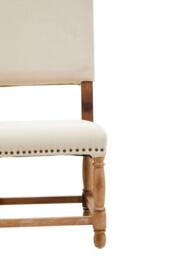 Orsina Modern Oak Burn Whitewash Linen Dining Chair, Sturdy Modern Dining Chair For Kitchen, Rustic Modern Chair in White - thumbnail 4
