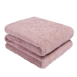OHS Large Teddy Fleece Throw Blanket in Light Pink - Size: 150 cm x 200 cm - thumbnail 6