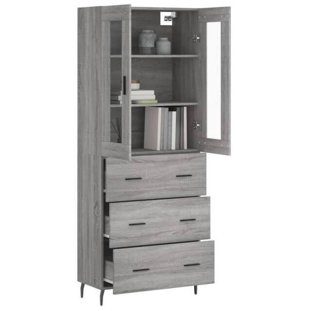 Berkfield Home Highboard Grey Sonoma 69.5x34x180 cm Engineered Wood - image 1