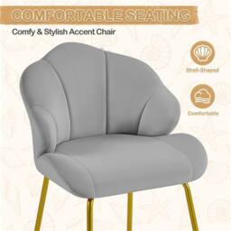 SPETLEK Velvet Accent Chair Light Gray in Grey - thumbnail 2