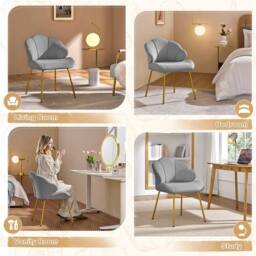SPETLEK Velvet Accent Chair Light Gray in Grey - thumbnail 5