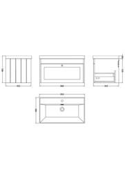 Balterley 800mm Wall Hung 1 Drawer Unit, Thin Edge Basin 1 Tap Hole Satin Green - thumbnail 2