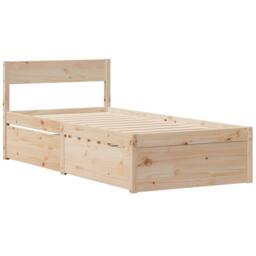 Berkfield Home Bed Frame without Mattress 90x190 cm Single Solid Wood Pine in Natural - thumbnail 3