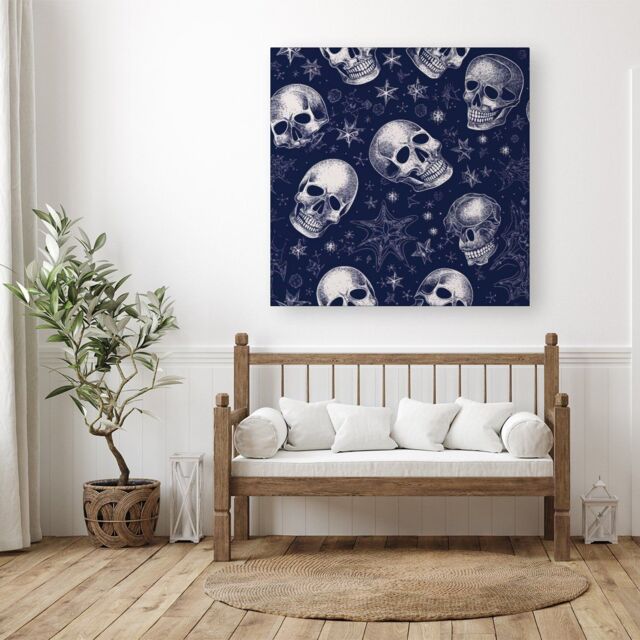 "Warren Reed - Designer Evening Skulls & Stars Canvas - Size: W30"" x H30""" - image 1