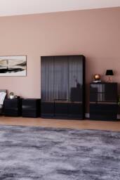 Home Discount Vida Designs Glinton 4Pc Bedroom Set(2Dr Bedsidex2, 4Dr Chest, Wardrobe) in Black - thumbnail 1