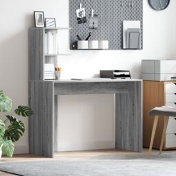 Berkfield Home Grey Writing Desk Grey Sonoma Particle board Standard desk size - thumbnail 1