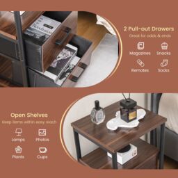 Costway Industrial Nightstand Bedside End Table with 2 Fabric Drawers Storage Shelf - thumbnail 4