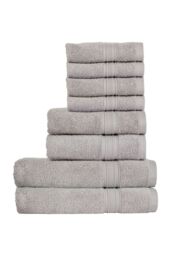 CHRISTY 'Serene' Soft Tone 100% Combed Cotton 8 Piece Towel Bale in Light Grey - thumbnail 1