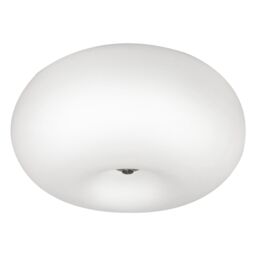 Loops Wall Flush Ceiling Light Satin Nickel Shade White Glass Opal Matt Bulb E27 2x60W in Metallics