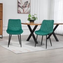 Set of 2 Bovino Velvet Fabric Dining Chairs