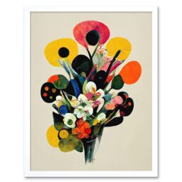 Wall Art Print Kandinsky Inspired Watercolour Flower Bouquet In Vase Art Framed
