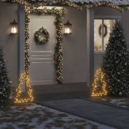Berkfield Home Christmas Light Decoration with Spikes Tree 80 LEDs 60 cm in Black - thumbnail 2