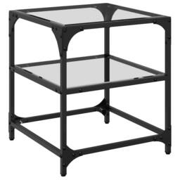 Berkfield Home Coffee Table with Transparent Glass Top 40x40x45 cm Steel in Black - Size: 40 x 40 x 45 cm