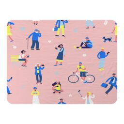 Benjamin Tate Design Different People With Mobile Phones & Gadgets Blanket in Natural - Size: 120 cm x 150 cm - thumbnail 1