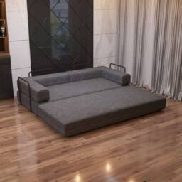 Sliding Wardrobes 4U Convertible Sofa Bed 3 Seater Sherpa Fabric Sofa in a Box in Grey - thumbnail 5