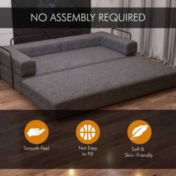 Sliding Wardrobes 4U Convertible Sofa Bed 3 Seater Sherpa Fabric Sofa in a Box in Grey - thumbnail 2