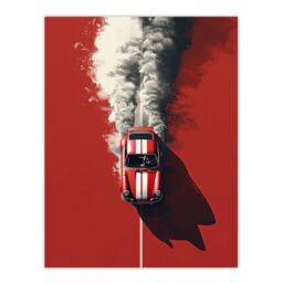 "Artery8 Wall Art Print Red Luxury Car Fumes Speed Petrolhead Bold Man Cave Dad Poster - Size: W12"" x H16""" - thumbnail 1