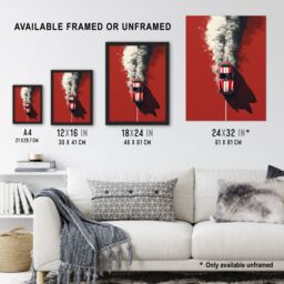 "Artery8 Wall Art Print Red Luxury Car Fumes Speed Petrolhead Bold Man Cave Dad Poster - Size: W12"" x H16""" - thumbnail 3
