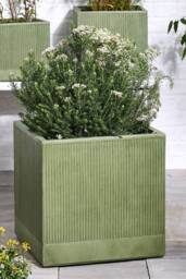 Dibor X-Large Sage Green Ribbed Finish Fibre Clay Indoor Outdoor Garden Plant Pots Houseplant Flower Planter H44 x W44cm - Size: Large - thumbnail 3