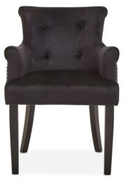 Orsina Ringback Velvet Armchair for Living Room, Classic Indoor Chair with Tufting, Angular Wooden Leg Chair in Black - thumbnail 6