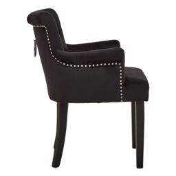 Orsina Ringback Velvet Armchair for Living Room, Classic Indoor Chair with Tufting, Angular Wooden Leg Chair in Black - thumbnail 3