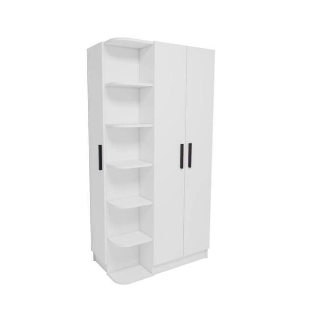 Destina Home Linda Compact Wardrobe with Cabinets & Shelves - Left in White - Size: 3 Pack - image 1
