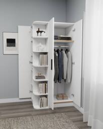 Destina Home Linda Compact Wardrobe with Cabinets & Shelves - Left in White - Size: 3 Pack - thumbnail 5