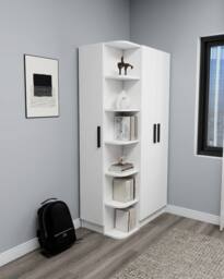 Destina Home Linda Compact Wardrobe with Cabinets & Shelves - Left in White - Size: 3 Pack - thumbnail 7