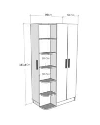 Destina Home Linda Compact Wardrobe with Cabinets & Shelves - Left in White - Size: 3 Pack - thumbnail 8