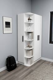 Destina Home Linda Compact Wardrobe with Cabinets & Shelves - Left in White - Size: 3 Pack - thumbnail 6