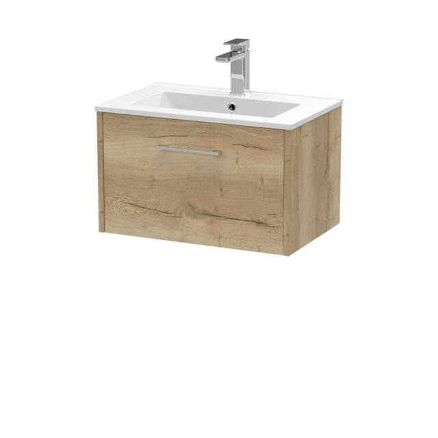 Balterley Winshill 1 Drawer Wall Hung Vanity Basin Unit, Light Oak, 600mm in Brown - image 1