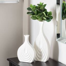 Wyld and Coco Carved Porcelain Vase White 39 cm