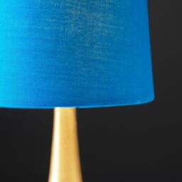 ValueLights Teardrop Pair of Fabric Shades Brushed Gold Bedside Touch Table Lamps in Bright Blue - thumbnail 4