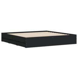 Berkfield Home Bed Frame with Drawers without Mattress Black 200x200 cm - thumbnail 4