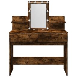 Berkfield Home Dressing Table with LED Smoked Oak 100x40x130 cm in Brown - Size: 100 x 40 x 130 cm - thumbnail 5