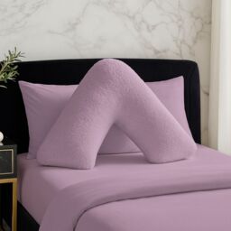 Snug City Teddy Bear Fleece Super Soft Cosy V Shape Pillowcase in Lilac - thumbnail 1