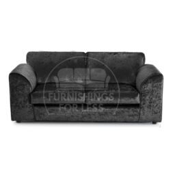 Furnishings For Less UK Crystal Crushed Velvet 6 Seater 3 Piece Sofa Suite - 3, 2 & Armchair Seater Full Back in Black - thumbnail 2