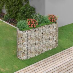 Berkfield Home Gabion Raised Bed Galvanised Iron 190x50x100 cm in Silver - Size: 190 x 50 x 100 cm - thumbnail 1