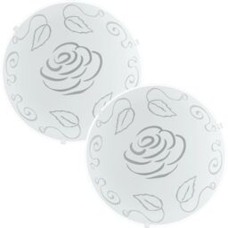 Loops 2 PACK Wall Flush Ceiling Light White Shade Rose Design Satin Glass E27 1x60W