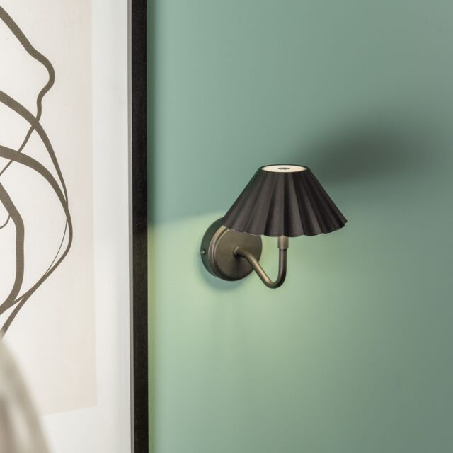 ValueLights Avery Rechargeable Easy Fit Wall Touch Light Fitting Single in Black - image 1