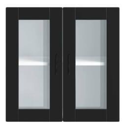 Berkfield Home Kitchen Wall Cabinet with Glass Door Porto Black - thumbnail 6