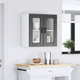 Berkfield Home Kitchen Wall Cabinet with Glass Door Porto Black - thumbnail 4