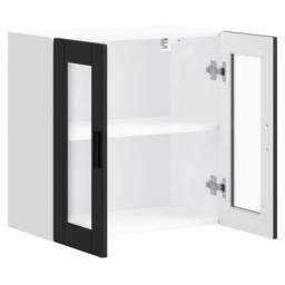 Berkfield Home Kitchen Wall Cabinet with Glass Door Porto Black - thumbnail 5