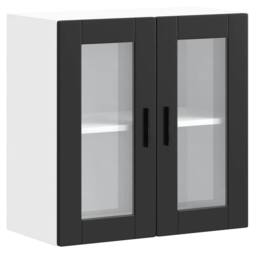 Berkfield Home Kitchen Wall Cabinet with Glass Door Porto Black