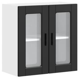 Berkfield Home Kitchen Wall Cabinet with Glass Door Porto Black - thumbnail 2