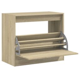 Berkfield Home Shoe Cabinet Sonoma Oak 80x42x69 cm Engineered Wood in Brown - Size: 80 x 42 x 69 cm - thumbnail 2